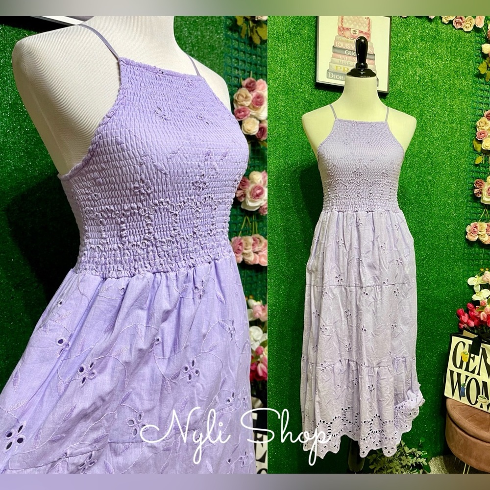 ❌SOLD❌ 🌷Brand New halter eyelet dress fully embroidered can fit Sm up to M